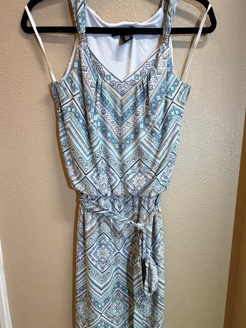 White House Black Market Blue and White Printed Maxi Dress
